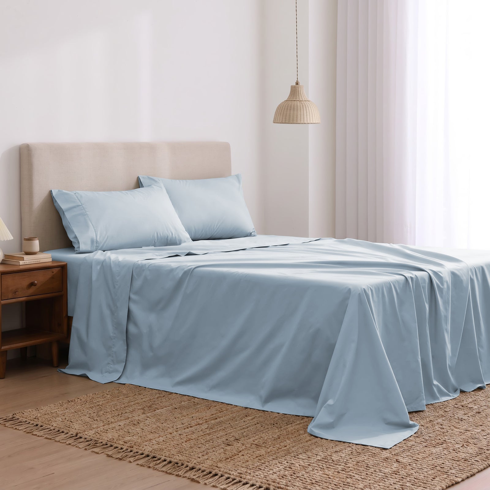 Heston 300 Thread Count Cotton Percale Sheet Sets Steel Blue