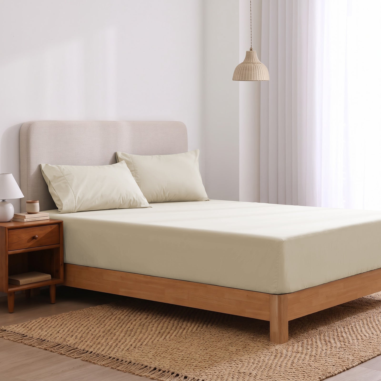 Heston 300 Thread Count Fitted Sheet Combo Stone