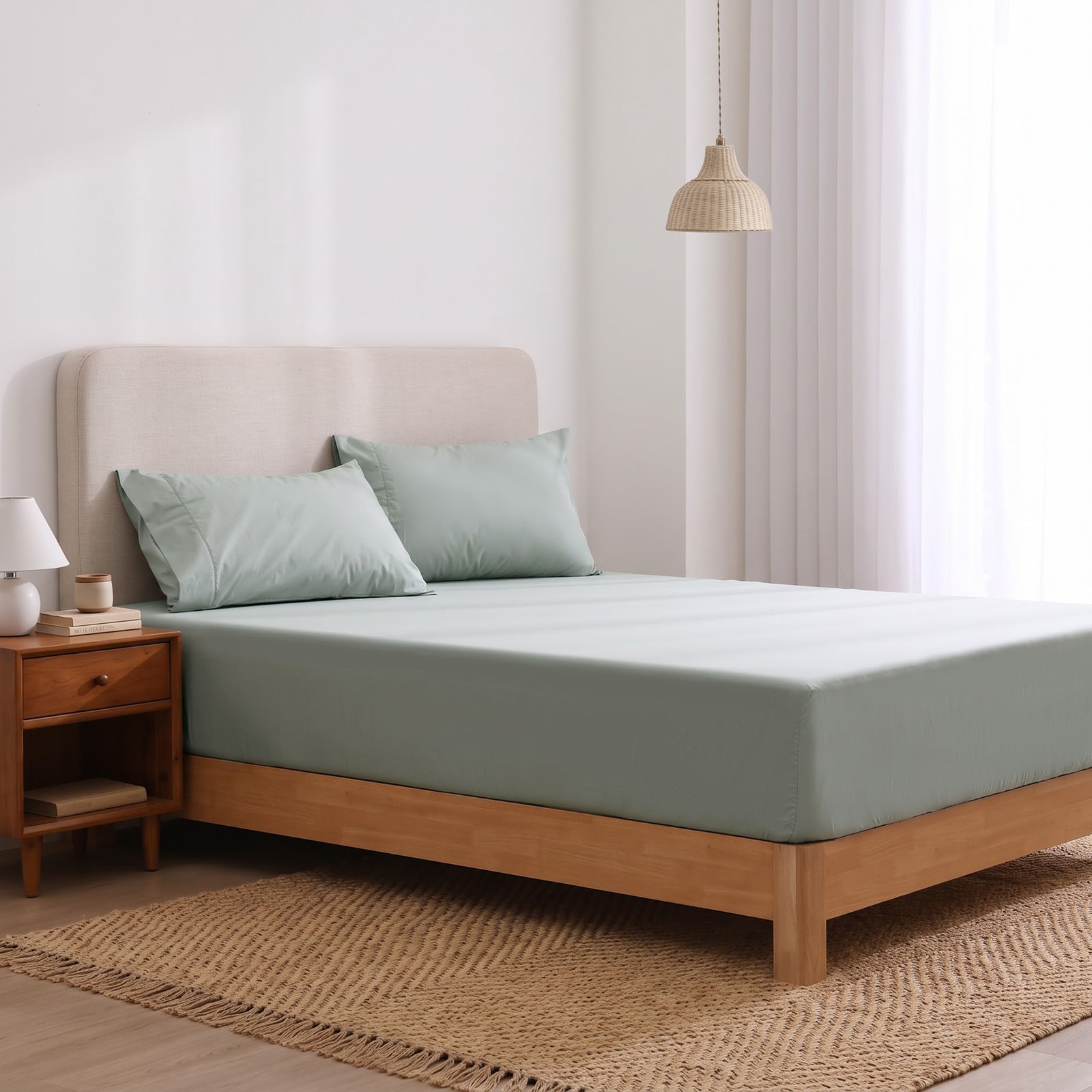 Heston 300 Thread Count Fitted Sheet Combo Sage