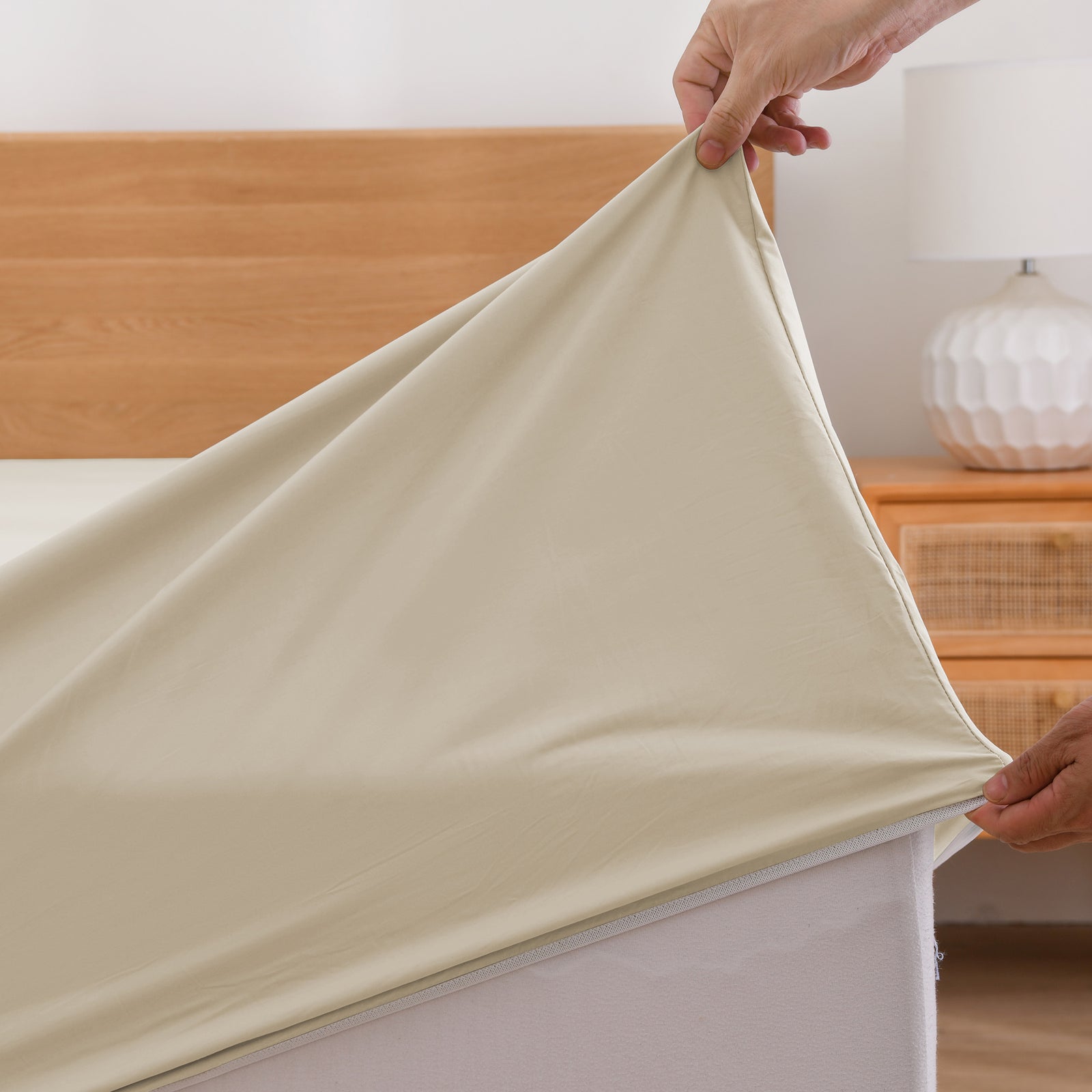 Heston 300 Thread Count Fitted Sheet Combo Stone