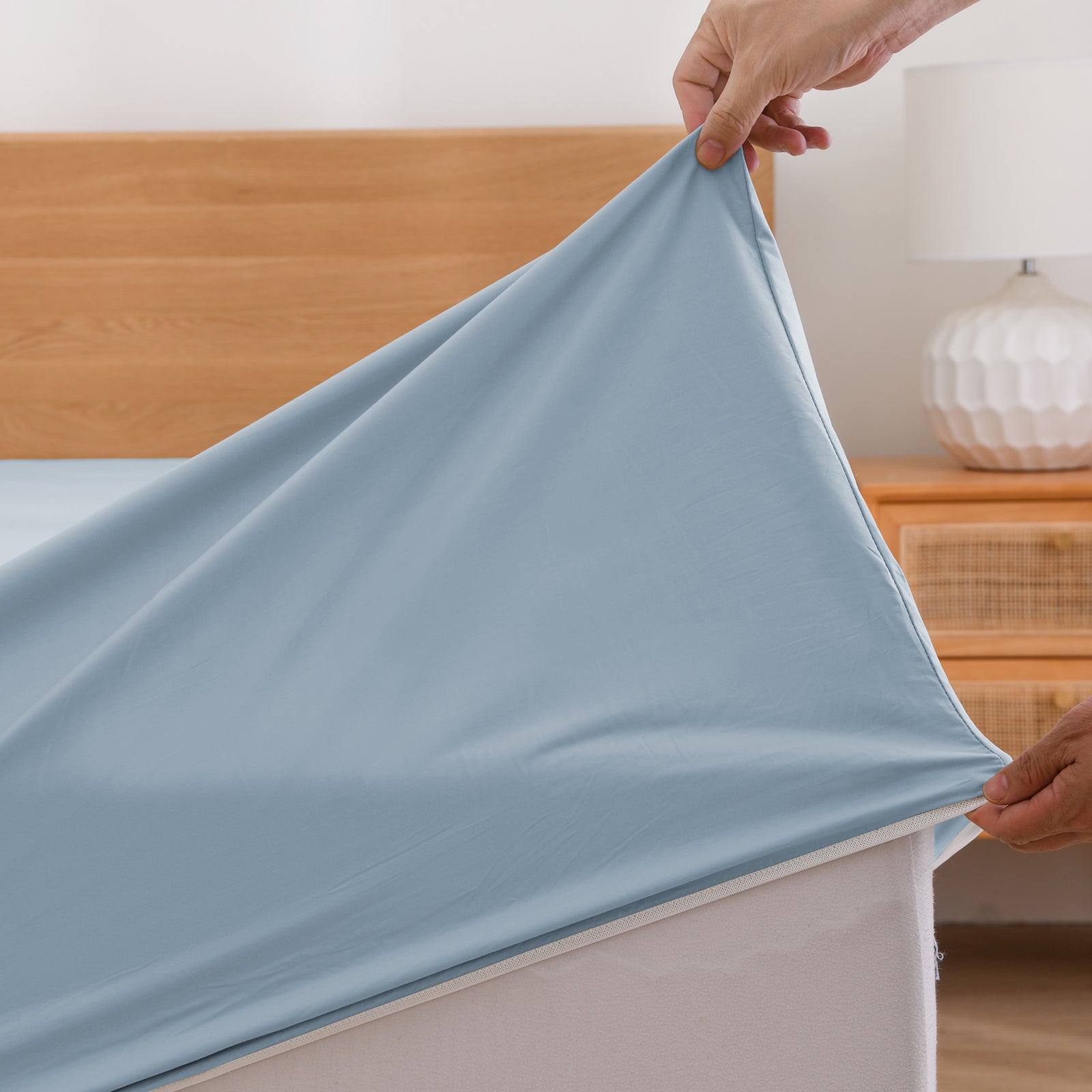Heston 300 Thread Count Fitted Sheet Combo Steel Blue