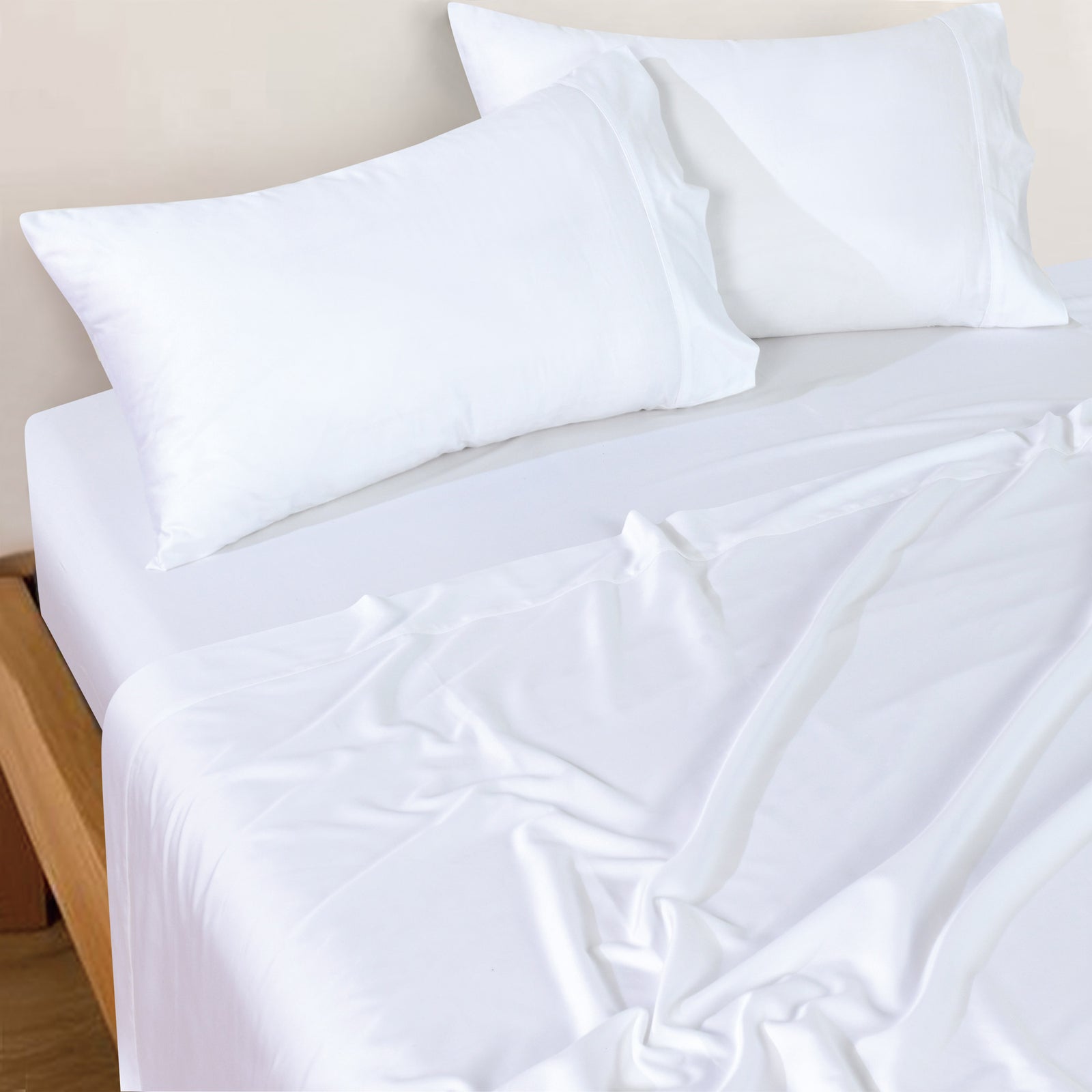 Rosebank Mega 500 Thread Count Bamboo/Cotton Sateen Weave Sheet Sets White