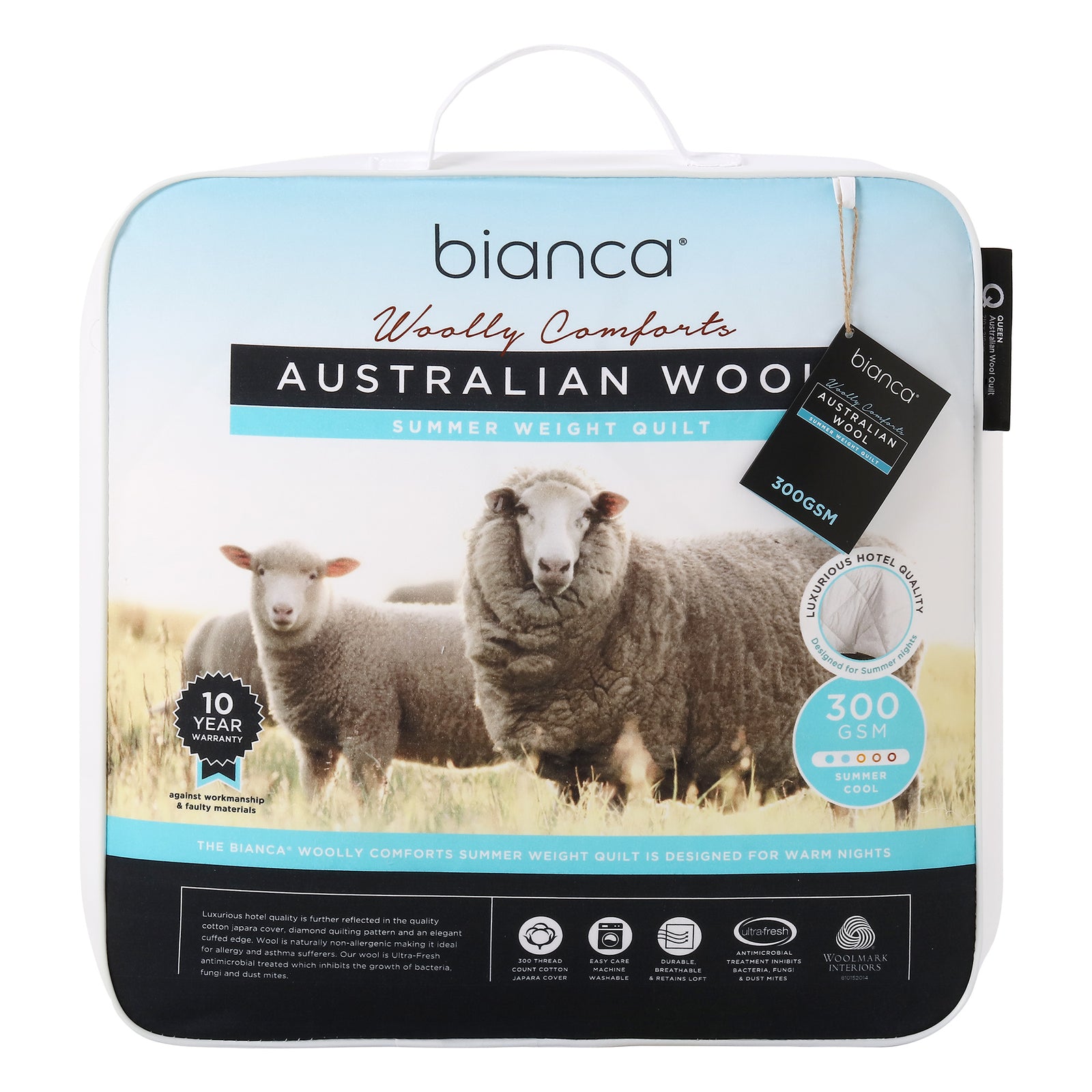 Woolly Comforts 300gsm Summer Weight Wool Quilt