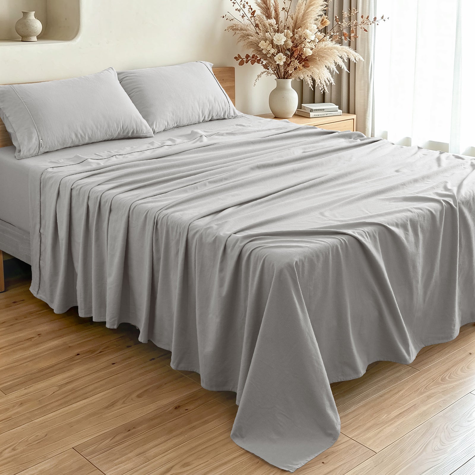 Fletcher Flannelette Cotton Sheet Sets Silver
