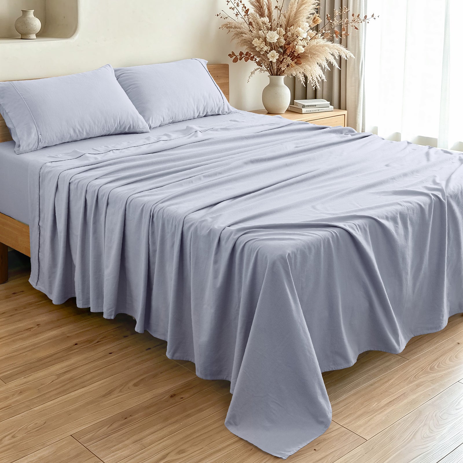 Fletcher Flannelette Cotton Sheet Sets Steel Blue
