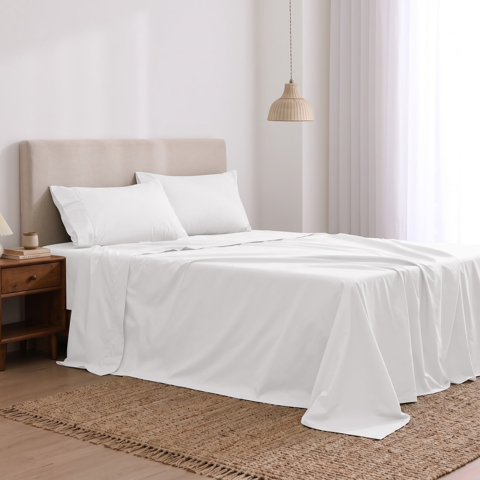Heston 300 Thread Count Cotton Percale Sheet Sets White