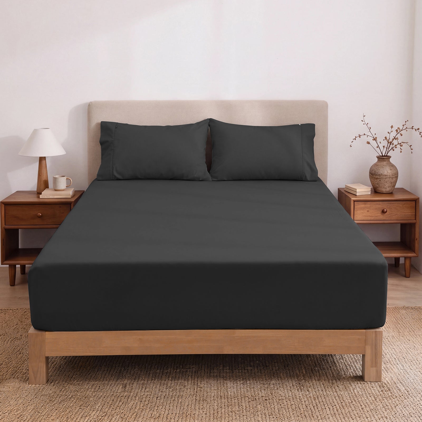 Heston 300 Thread Count Fitted Sheet Combo Charcoal