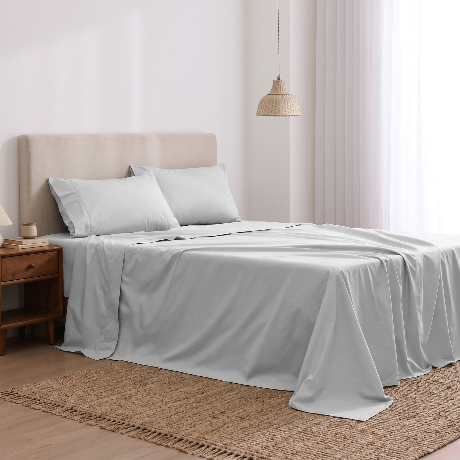 Heston 300 Thread Count Cotton Percale Sheet Sets Silver