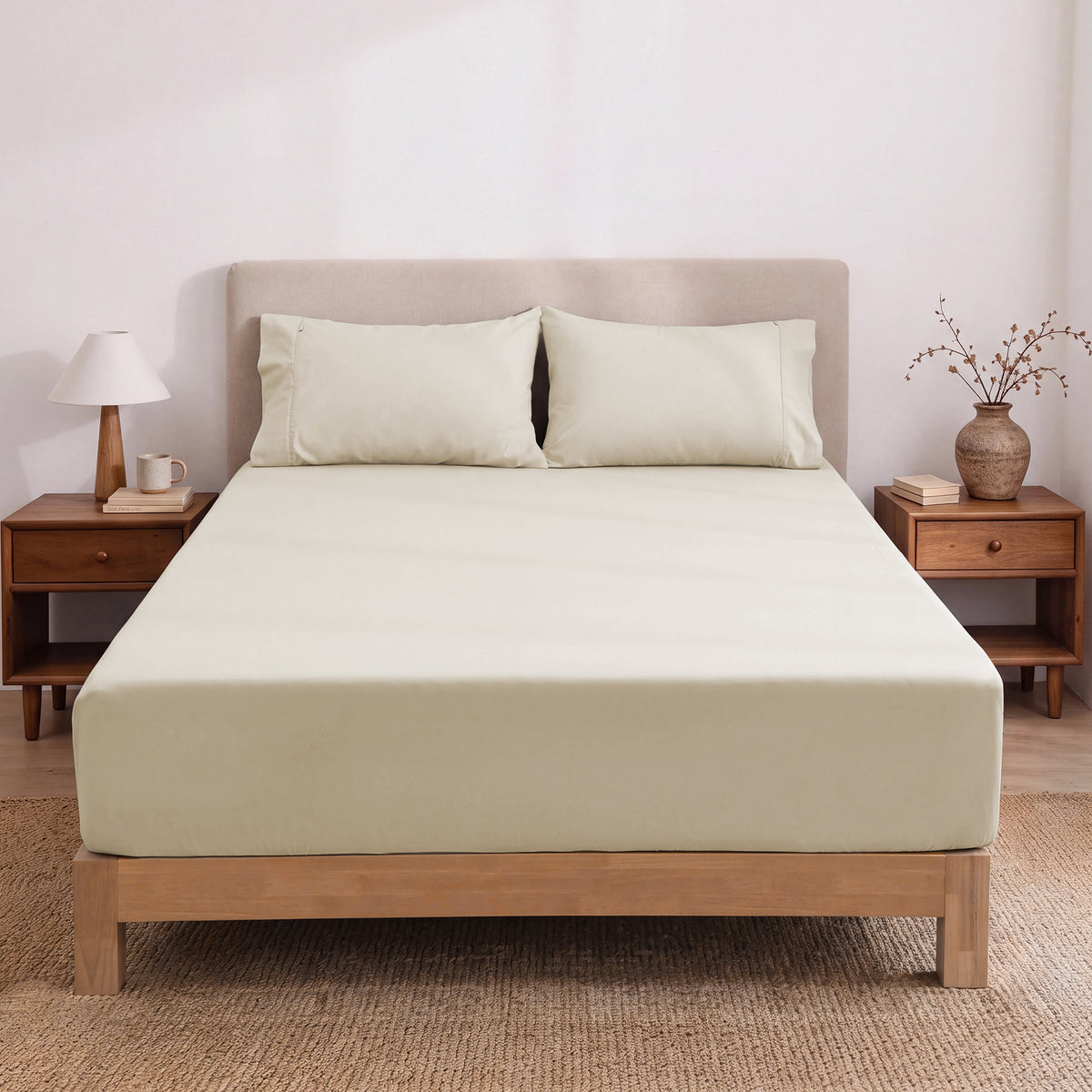 Heston 300 Thread Count Fitted Sheet Combo Stone