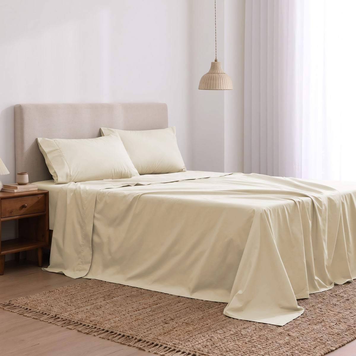 Heston 300 Thread Count Cotton Percale Sheet Sets Stone