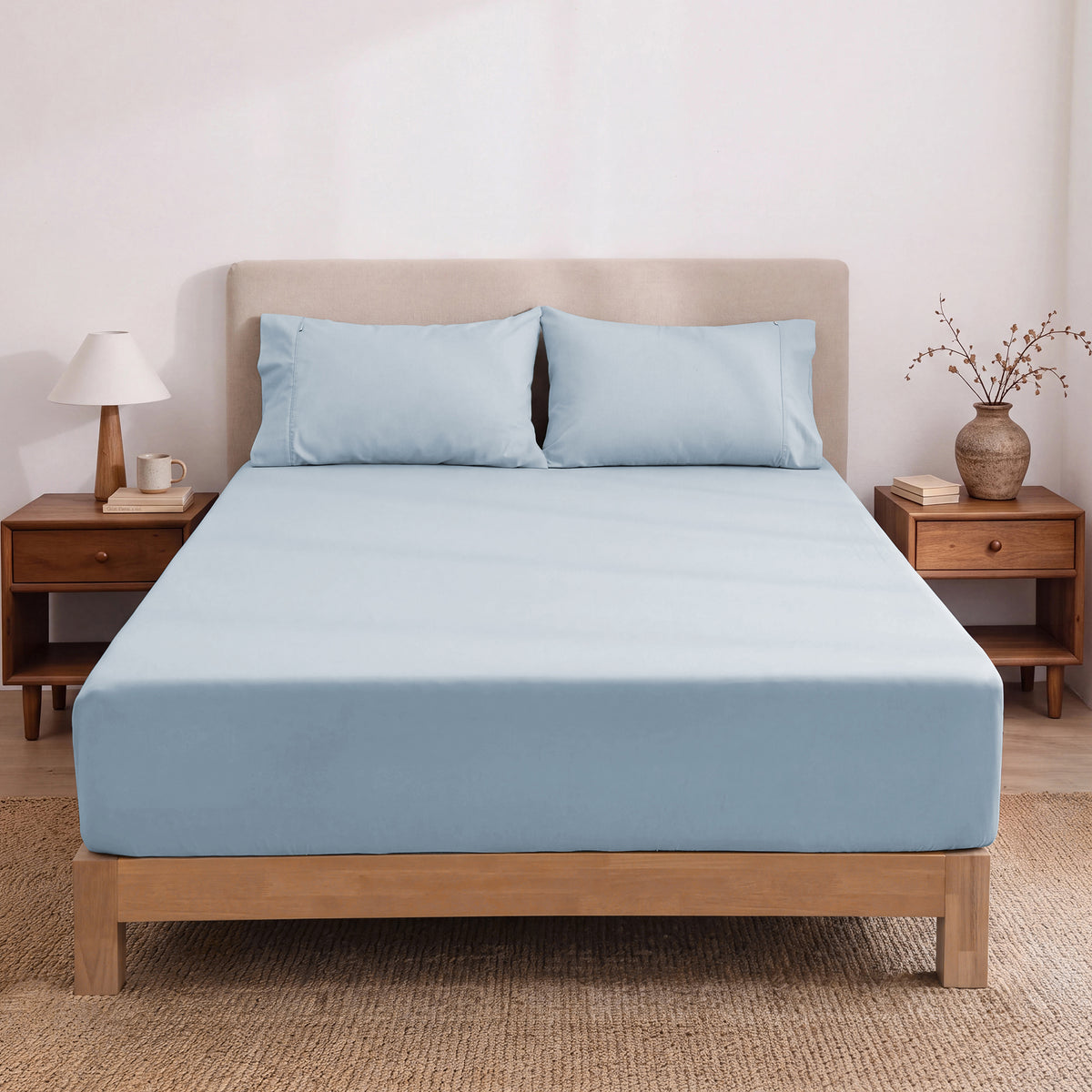 Heston 300 Thread Count Fitted Sheet Combo Steel Blue
