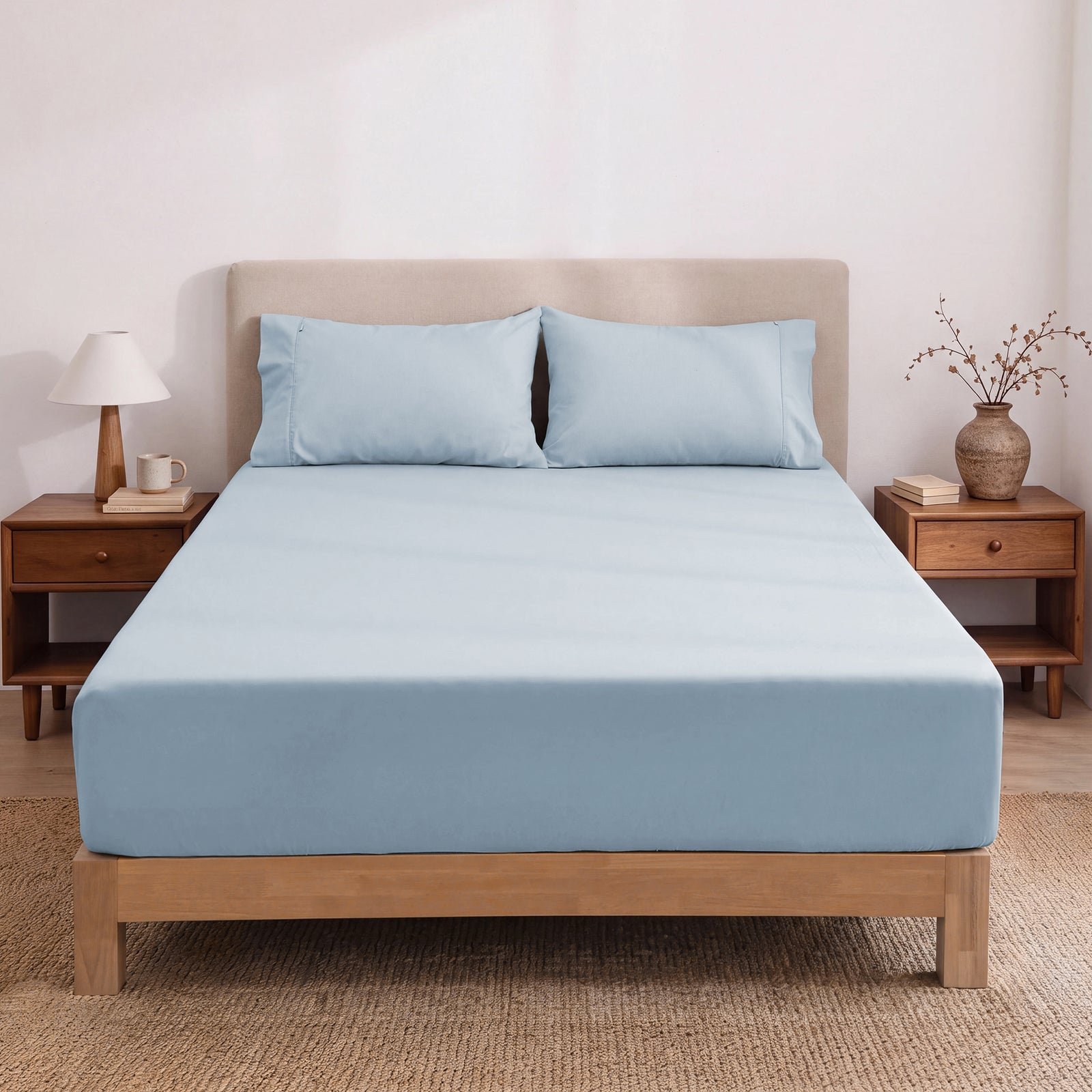 Heston 300 Thread Count Fitted Sheet Combo Steel Blue