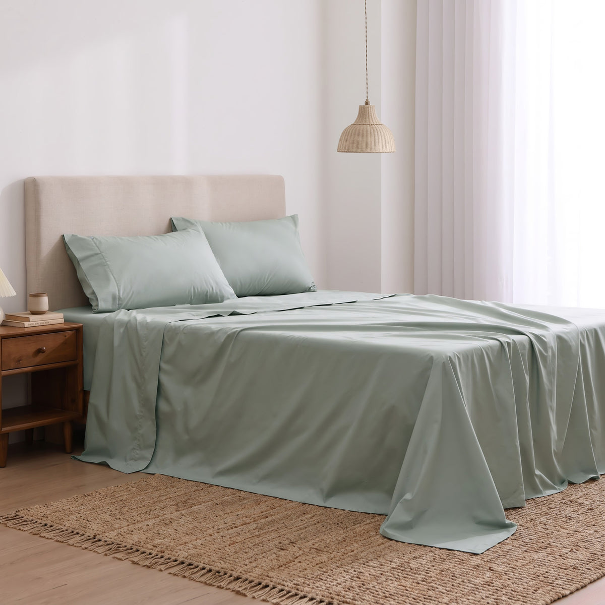 Heston 300 Thread Count Cotton Percale Sheet Sets Sage