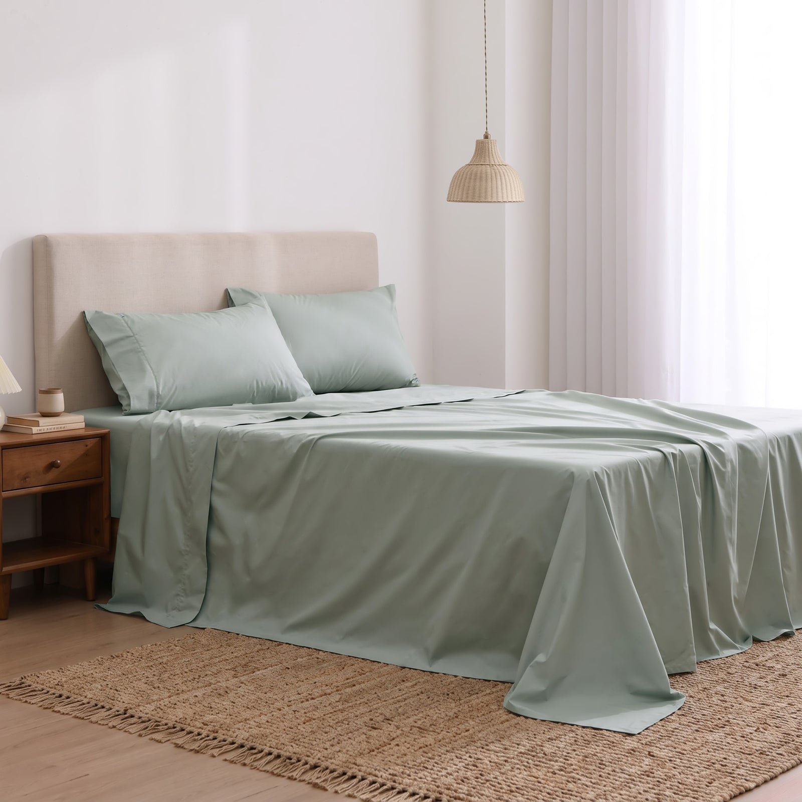 Heston 300 Thread Count Cotton Percale Sheet Sets Sage