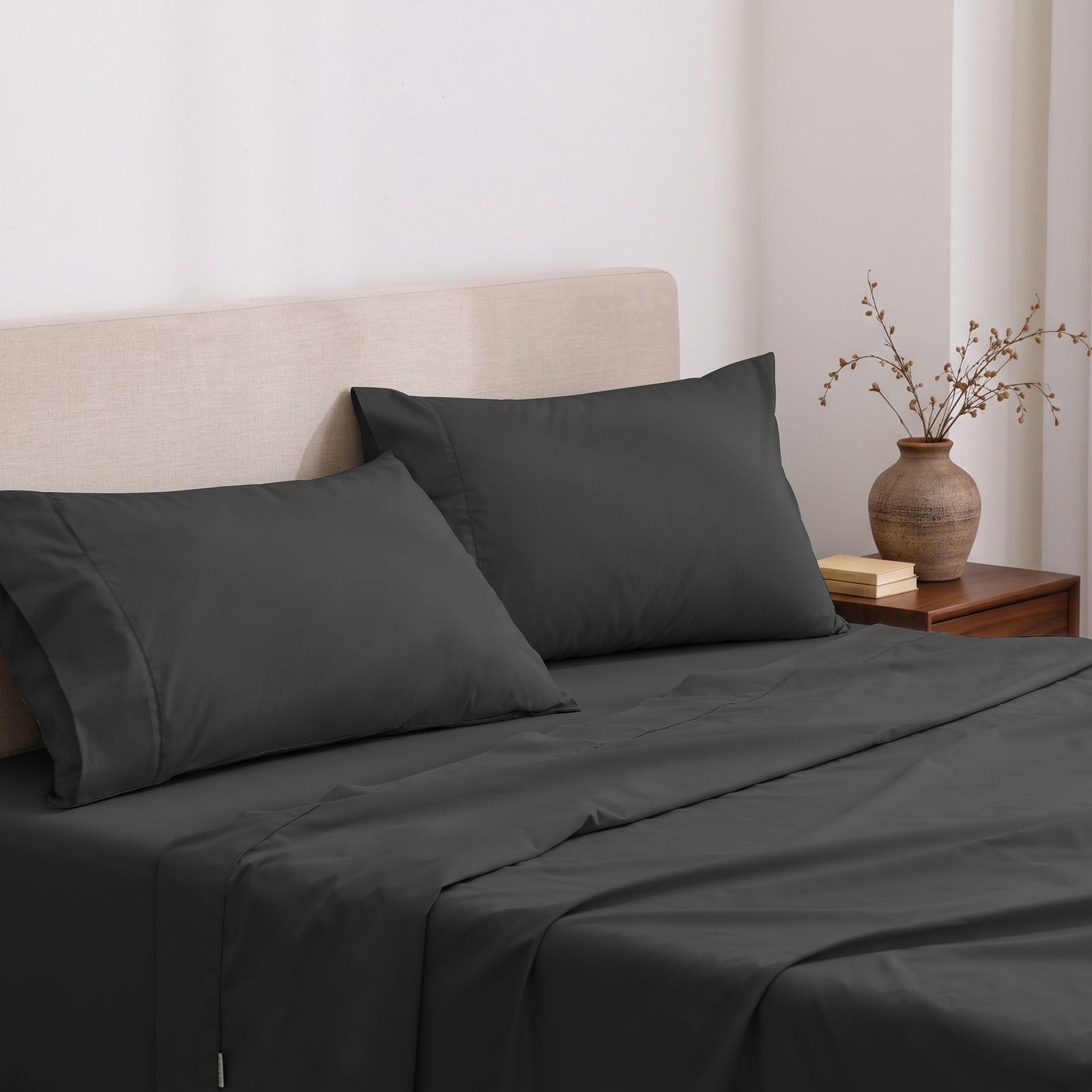 Heston 300 Thread Count Cotton Percale Sheet Sets Charcoal