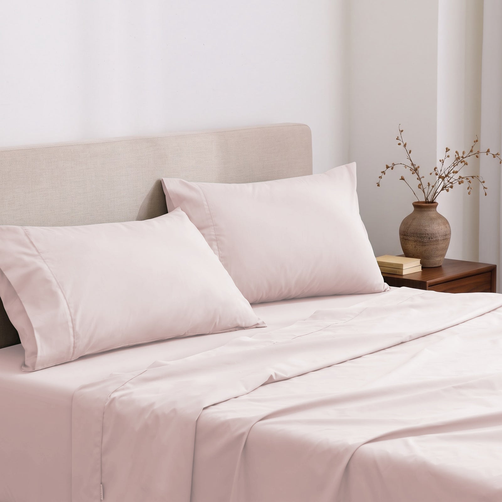 Heston 300 Thread Count Cotton Percale Sheet Sets Pink