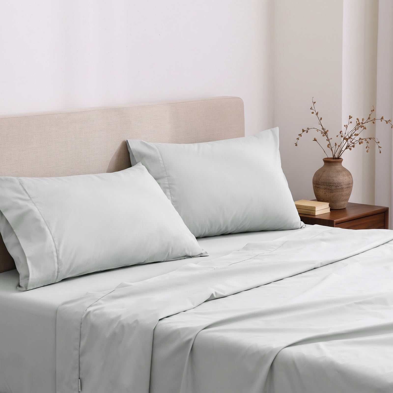 Heston 300 Thread Count Cotton Percale Sheet Sets Silver