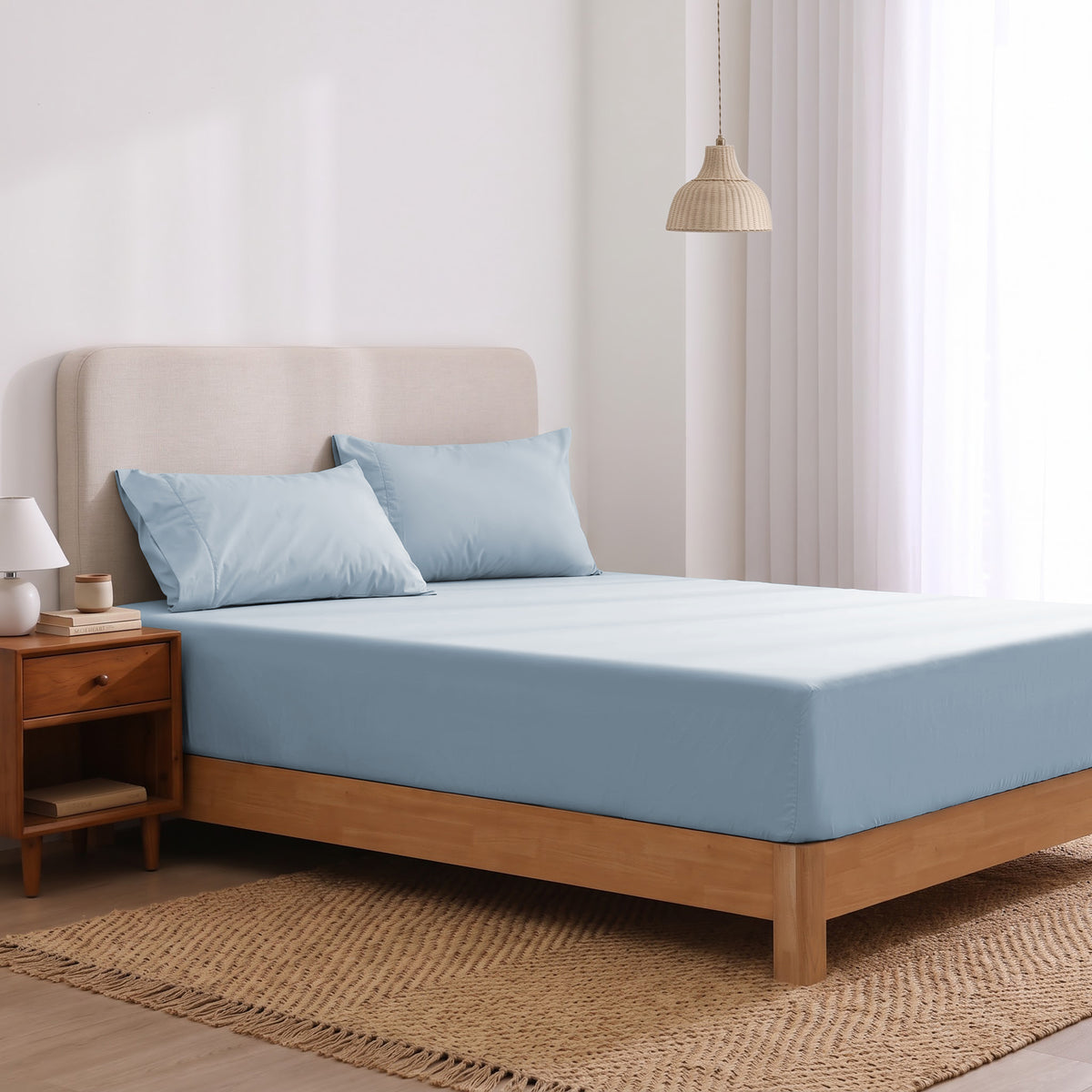 Heston 300 Thread Count Fitted Sheet Combo Steel Blue