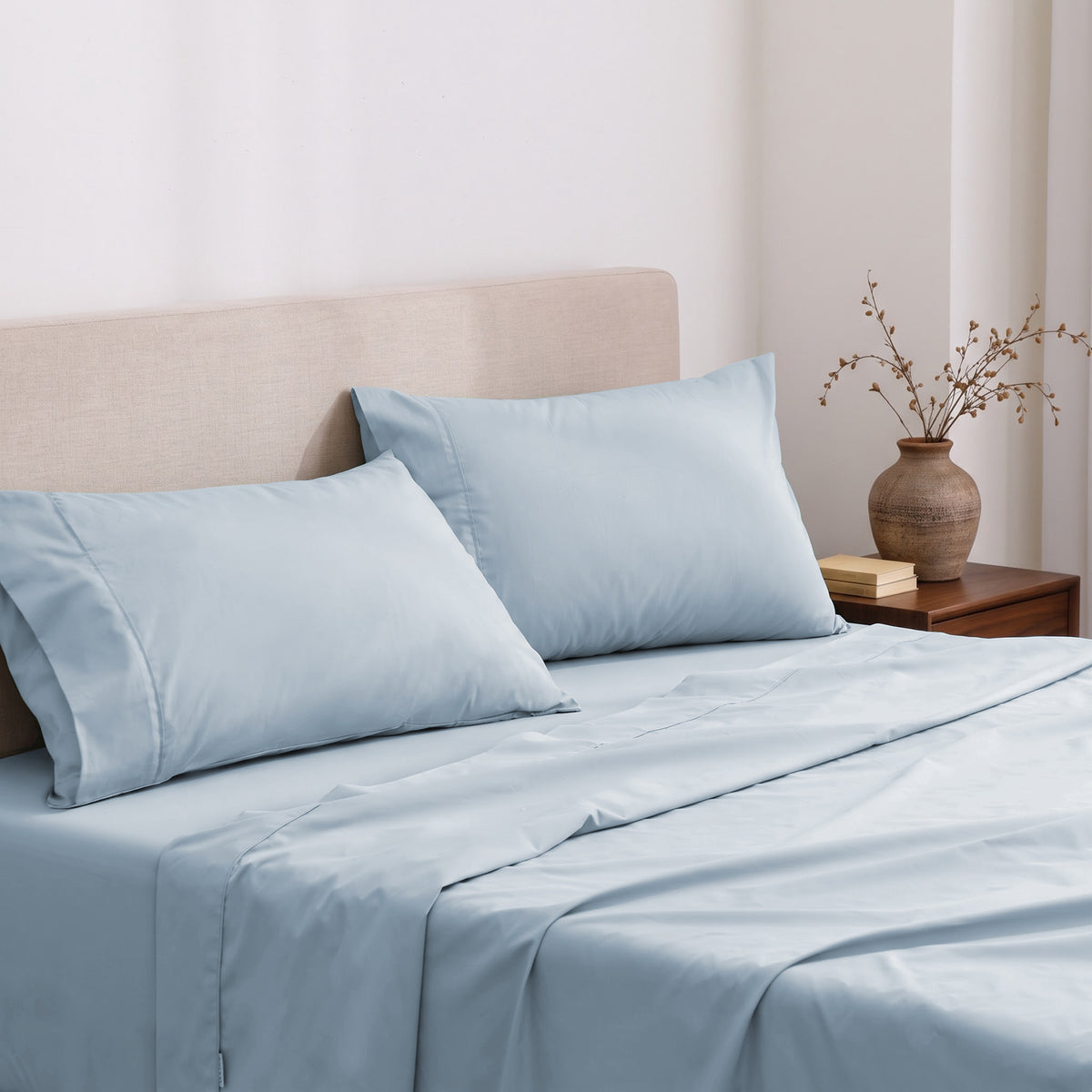 Heston 300 Thread Count Cotton Percale Sheet Sets Steel Blue