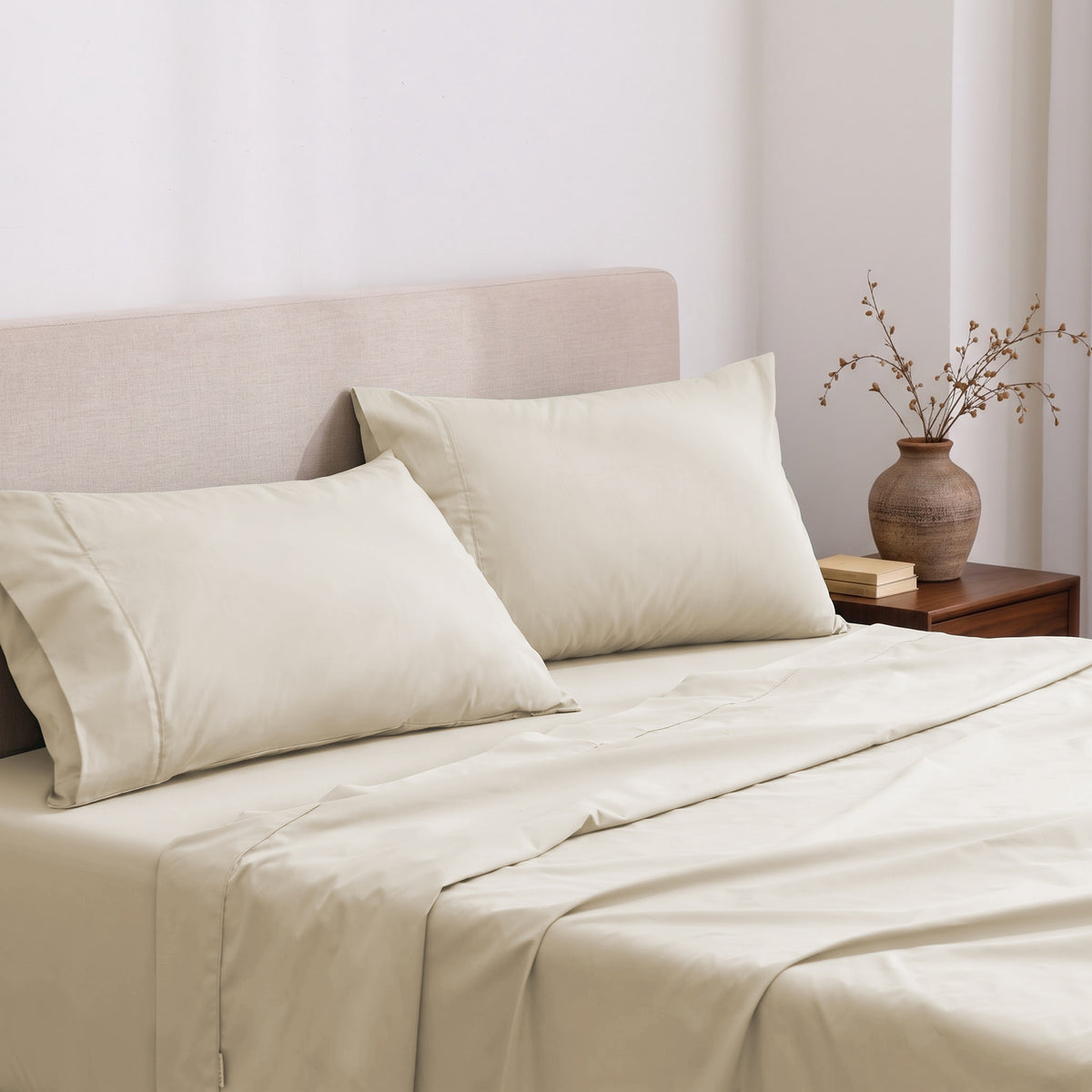 Heston 300 Thread Count Cotton Percale Sheet Sets Stone