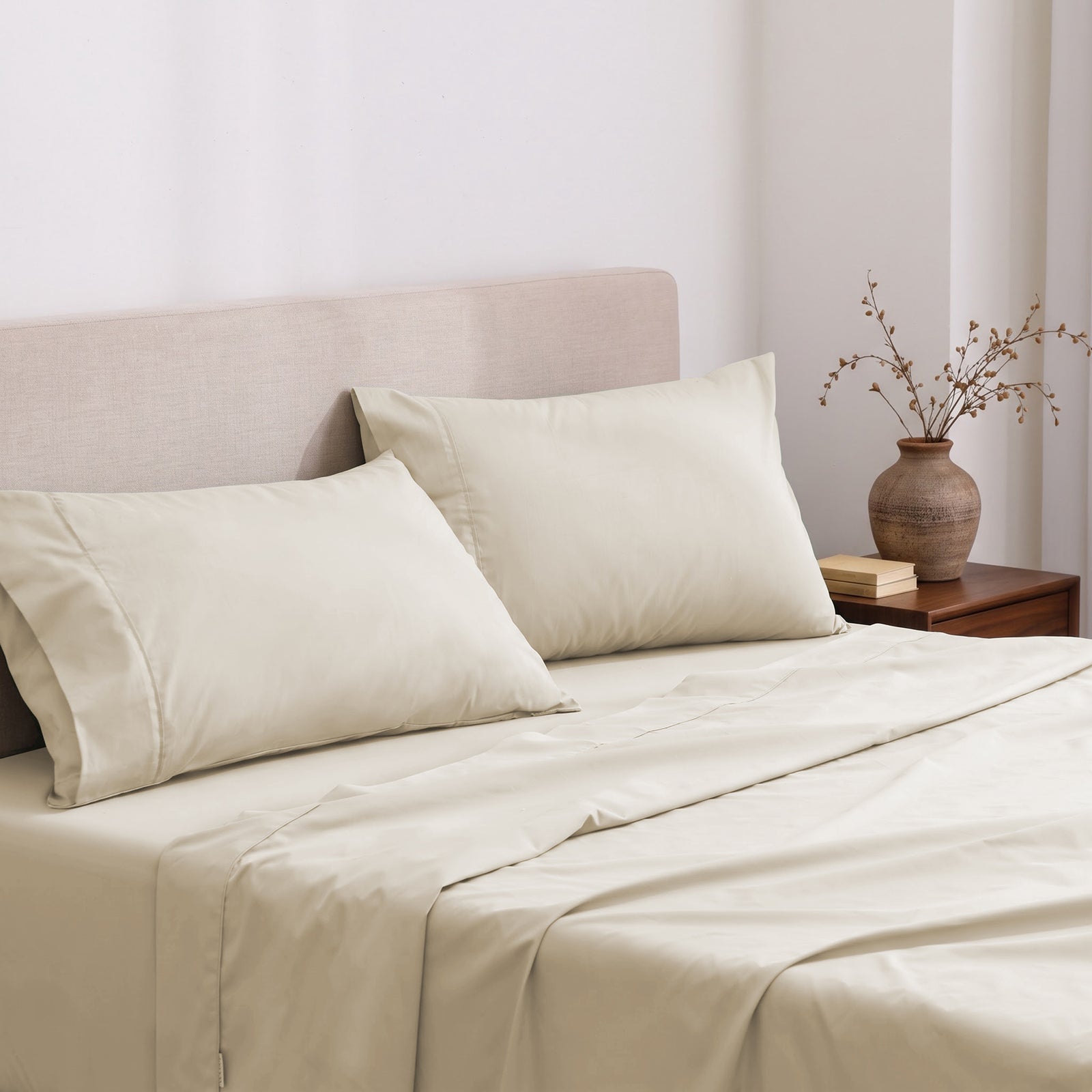 Heston 300 Thread Count Cotton Percale Sheet Sets Stone