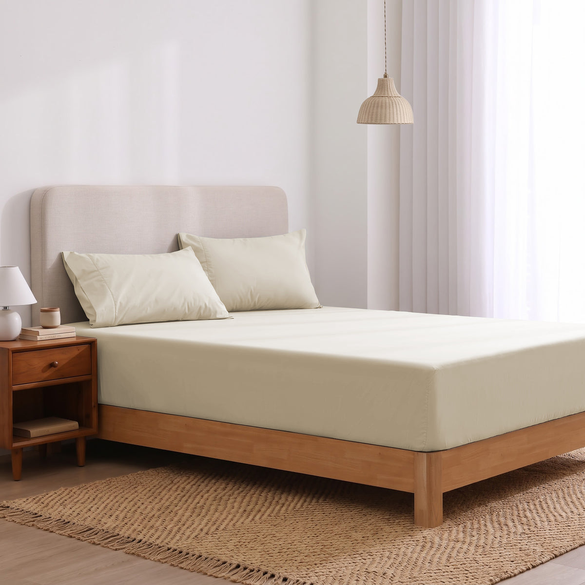 Heston 300 Thread Count Fitted Sheet Combo Stone