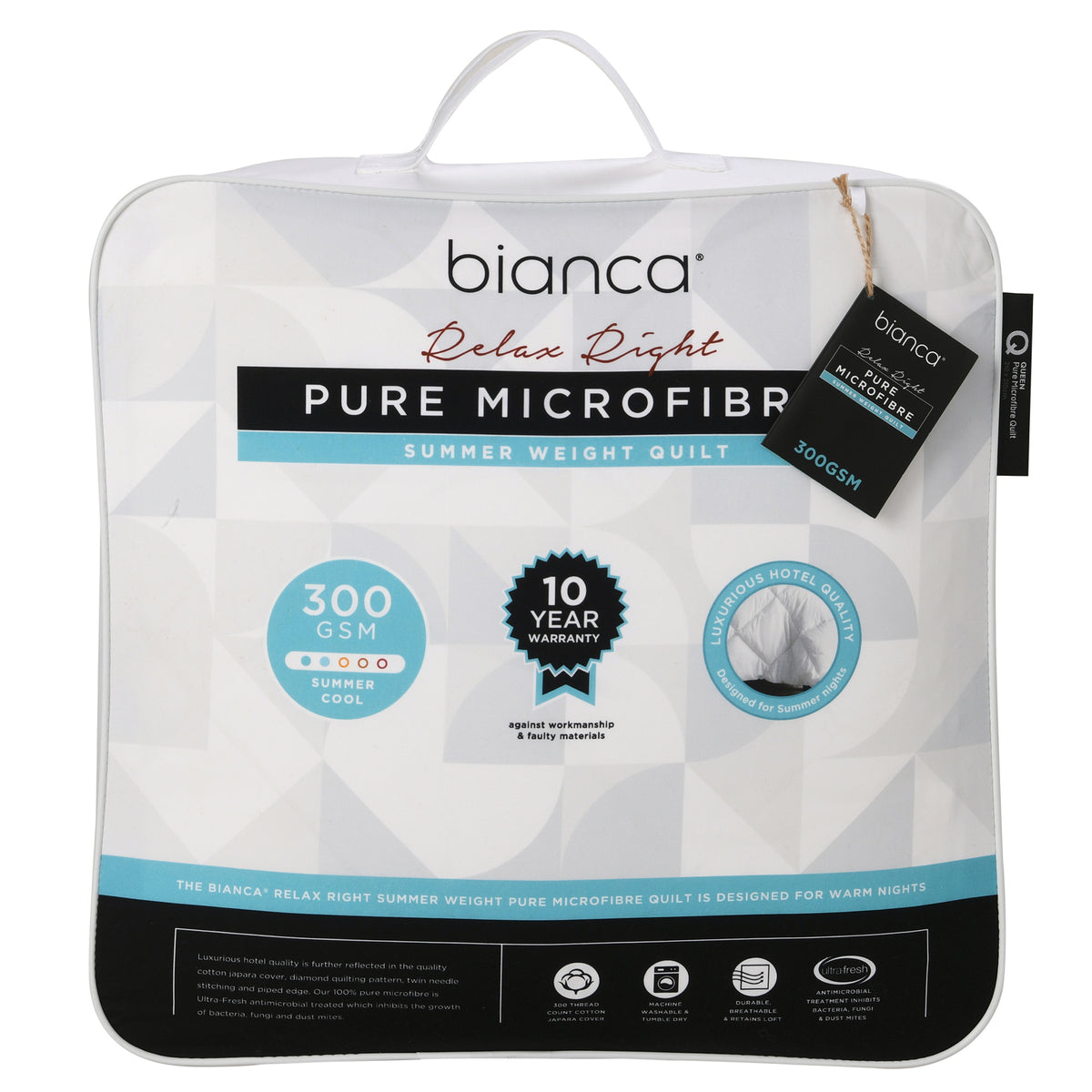 Relax Right Pure Microfibre 300gsm Summer Weight Quilt