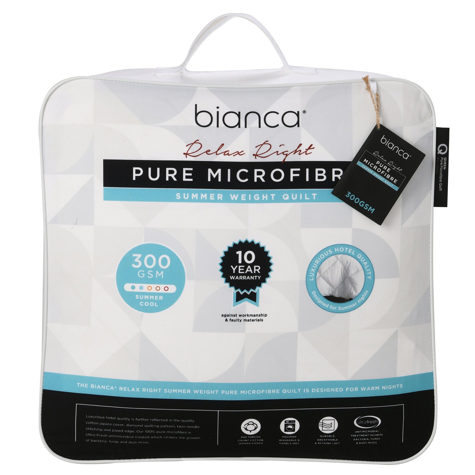Relax Right Pure Microfibre 300gsm Summer Weight Quilt