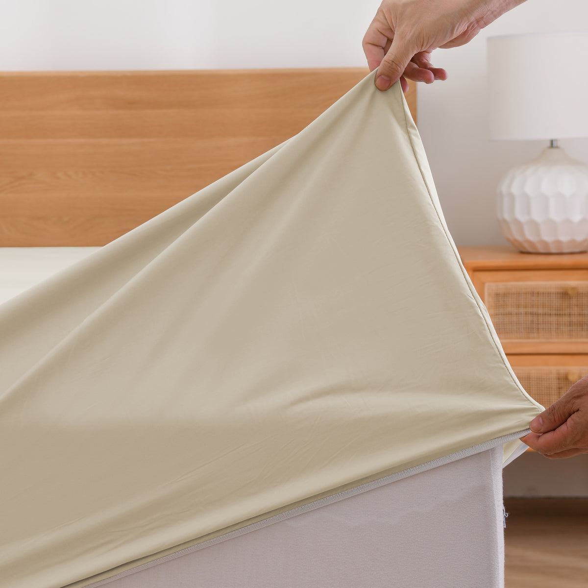 Heston 300 Thread Count Fitted Sheet Combo Stone