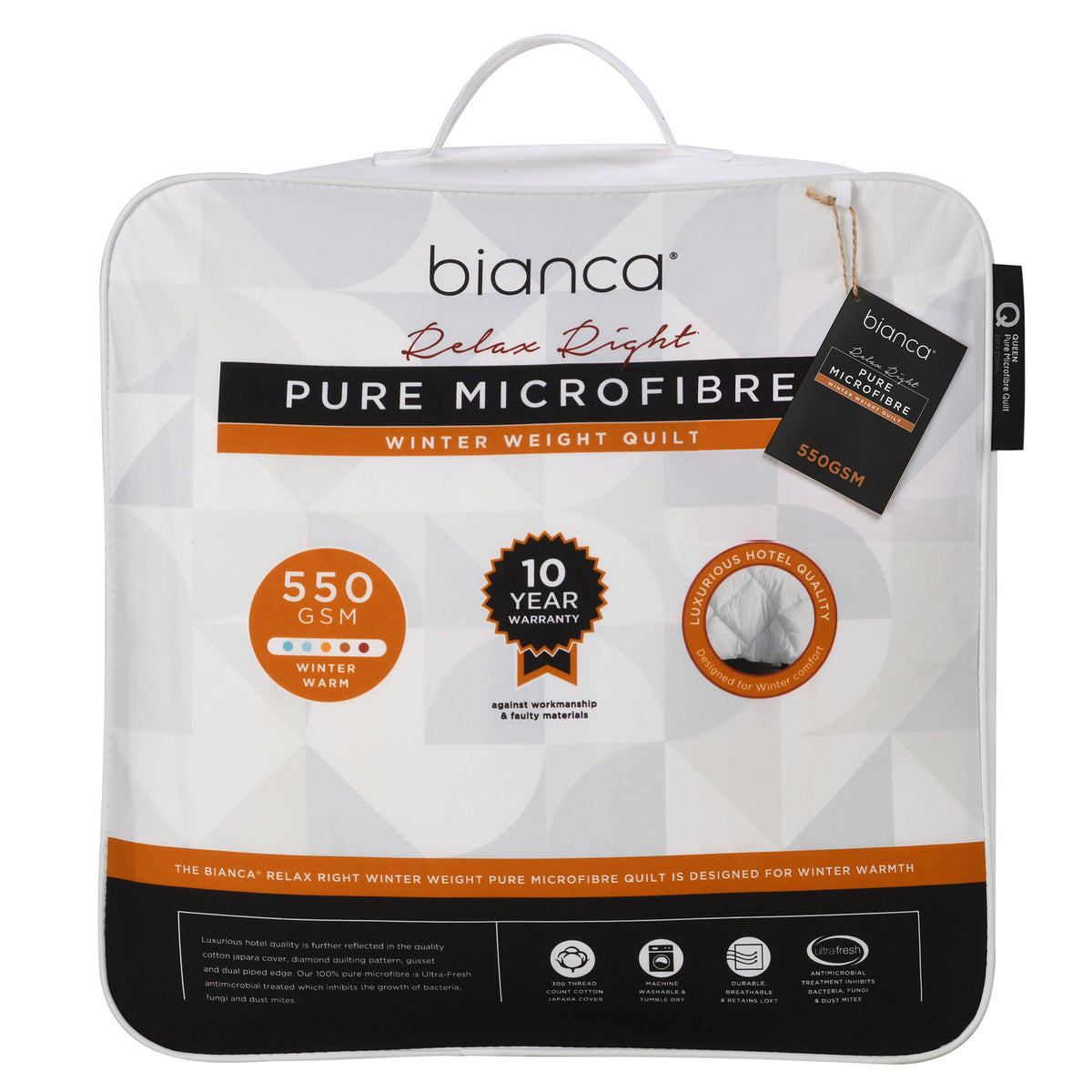 Relax Right Pure Microfibre 550gsm Winter Weight Quilt