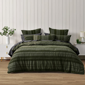 Avery Quilt Cover Set Forest Green