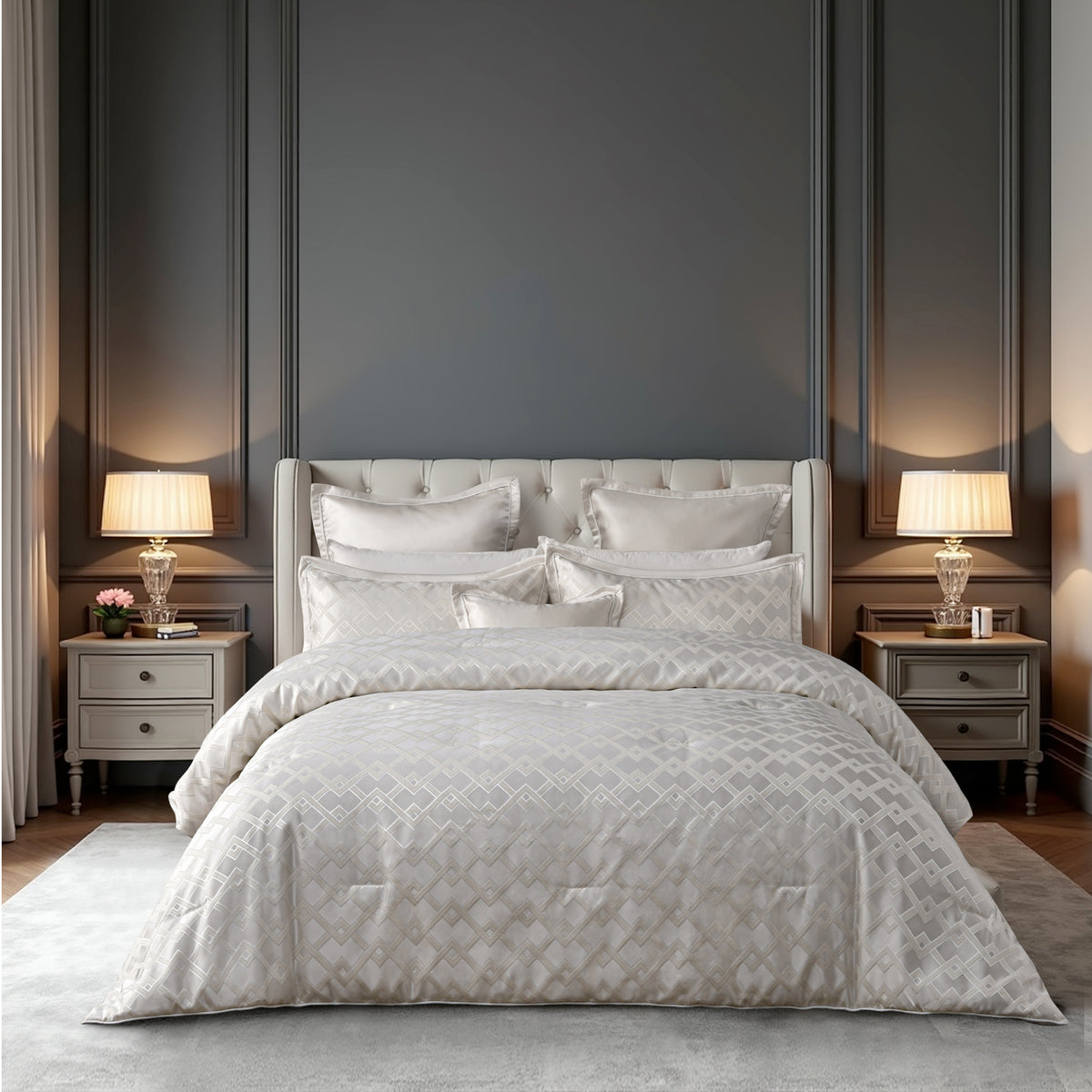 Firenze Comforter Set Pearl White