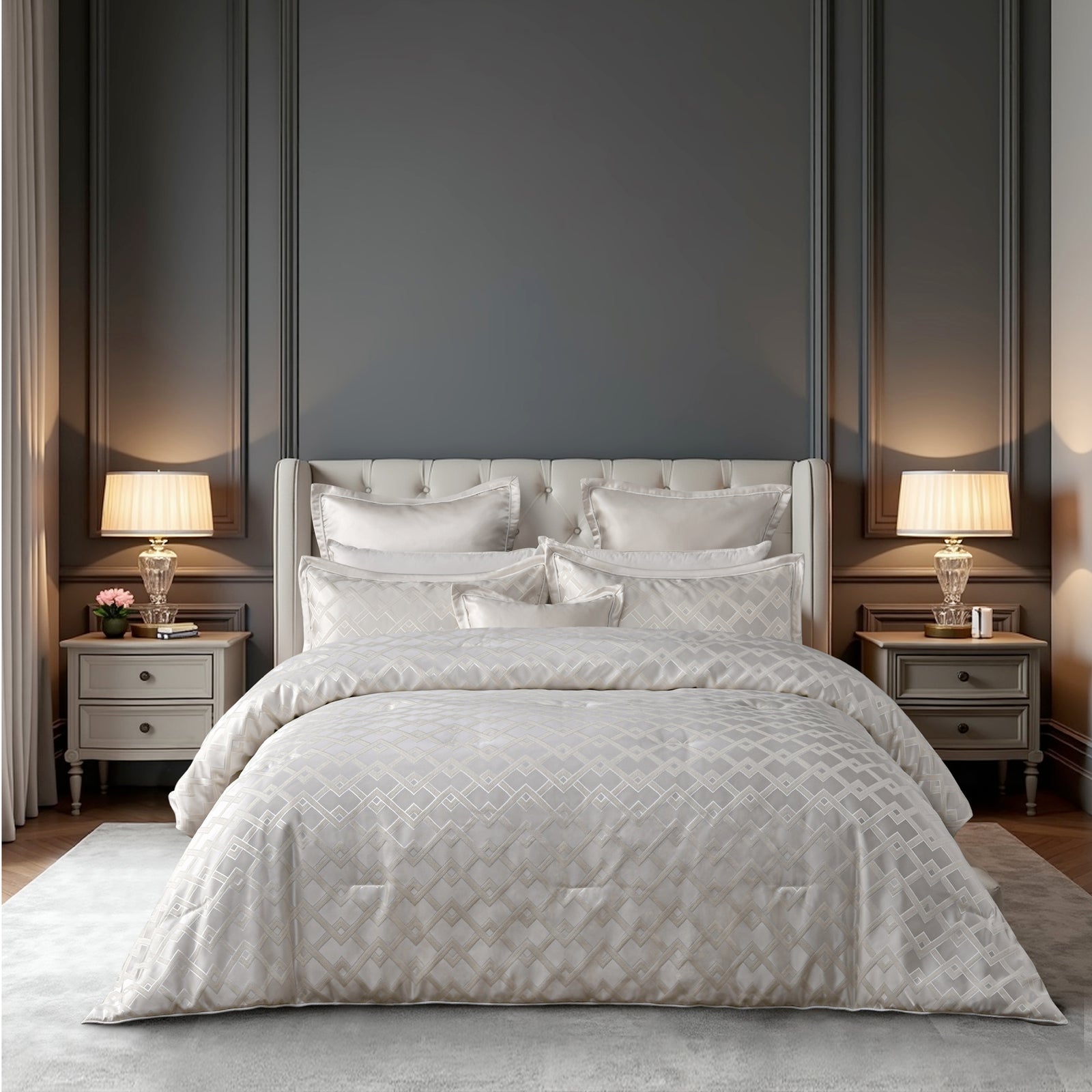 Firenze Comforter Set Pearl White