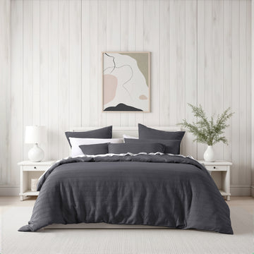 Kahlani Quilt Cover Set Charcoal