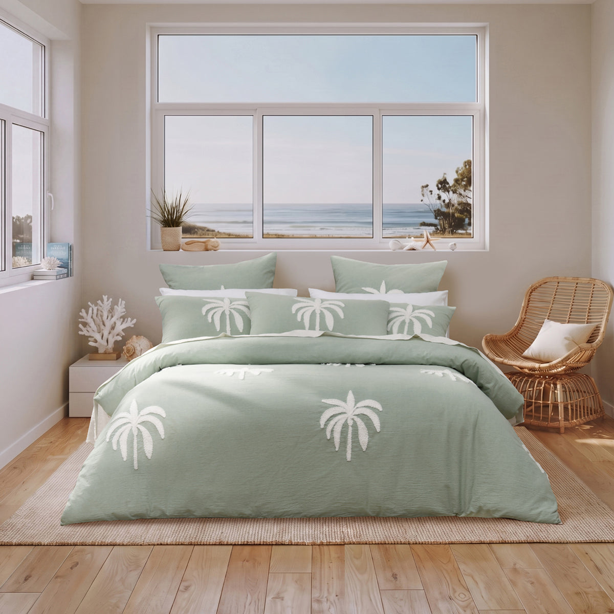Palm Cove Quilt Cover Set Sage
