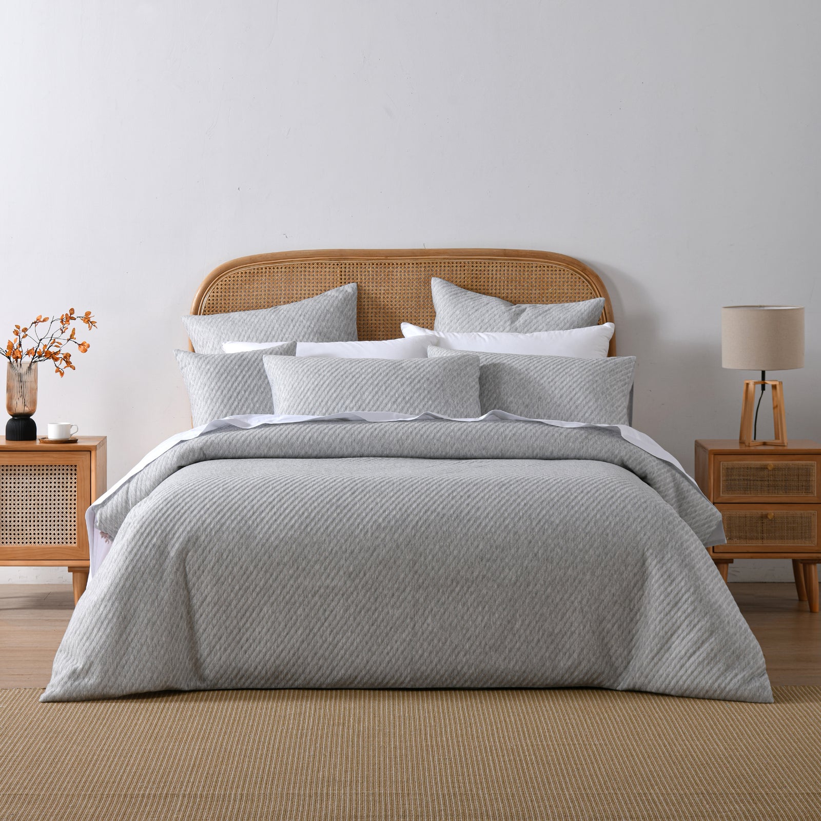 Pesaro Quilt Cover Set Grey Marle