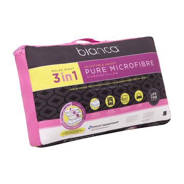 Relax Right Pure Microfibre  Pillow 3 in 1 Adjustable height 1150g