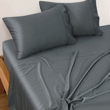 Rosebank 500 Thread Count Bamboo/Cotton Sateen Weave King Pillowcase (Pair) Charcoal