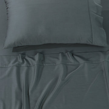 Rosebank 500 Thread Count Bamboo/Cotton Sateen Weave Queen Pillowcase (Pair) Charcoal