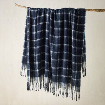 Maldon Faux Mohair Throw Rug Indigo