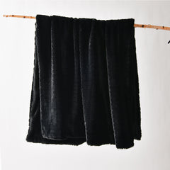 Tambar Faux Fur Throw Rug Black