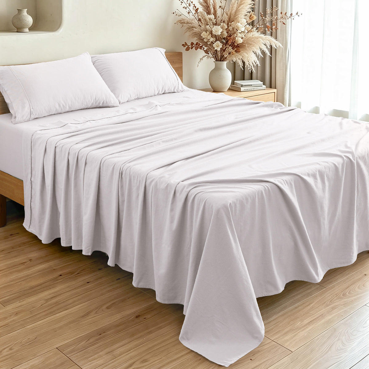 Fletcher Flannelette Cotton Sheet Sets White