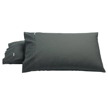 Heston 300 Thread Count Cotton Percale Standard Pillowcase (Pair) Charcoal