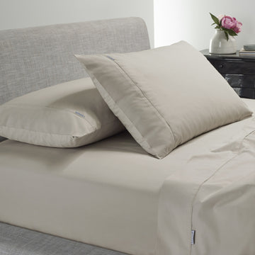 Heston 300 Thread Count Cotton Percale Sheet Sets Stone