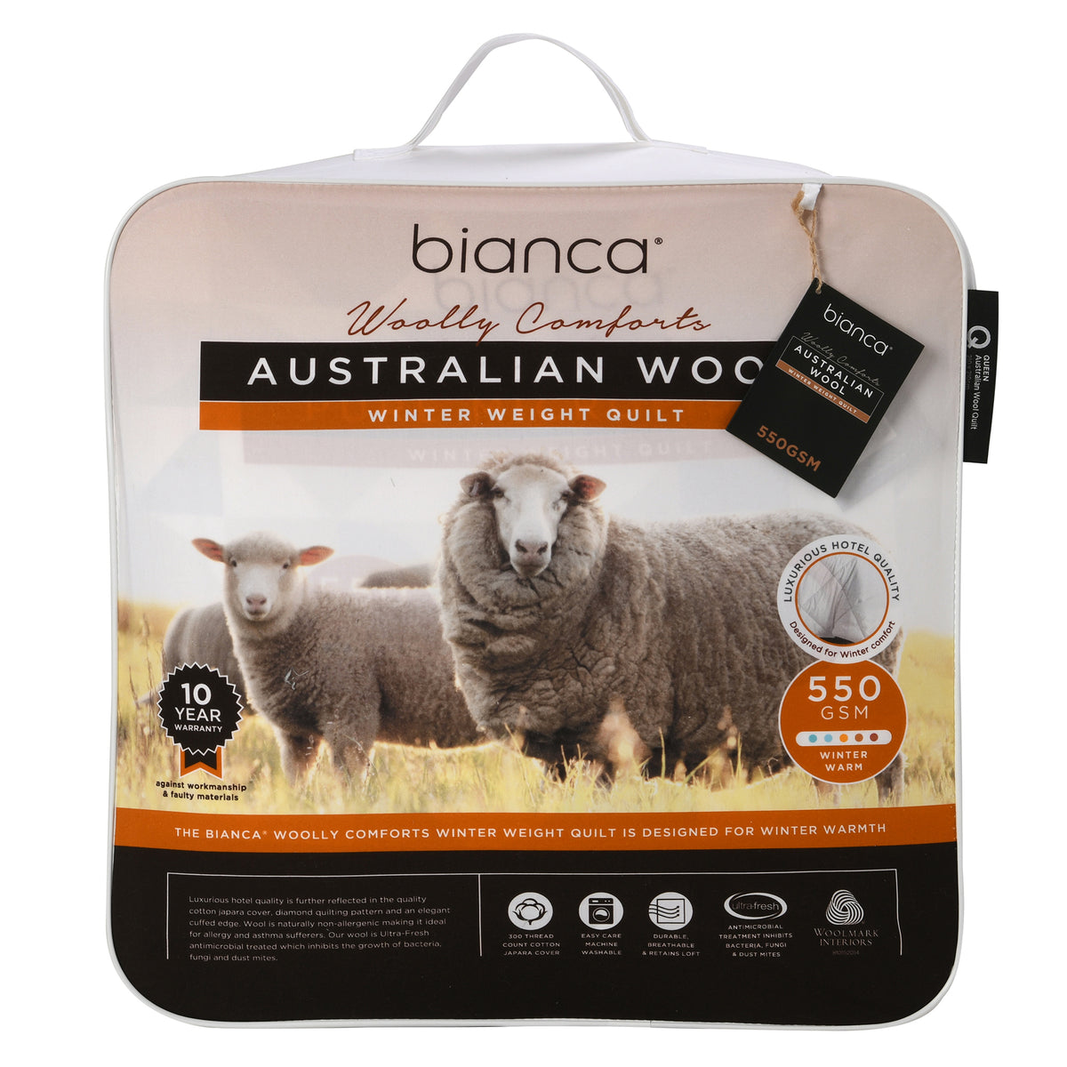 Woolly Comforts 550gsm Winter Weight Wool Quilt