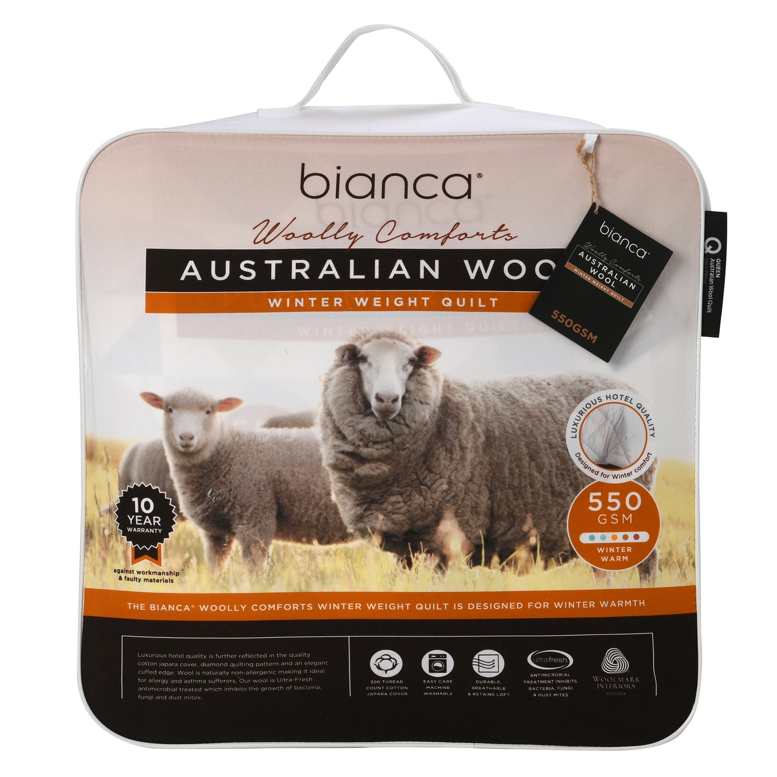 Woolly Comforts 550gsm Winter Weight Wool Quilt