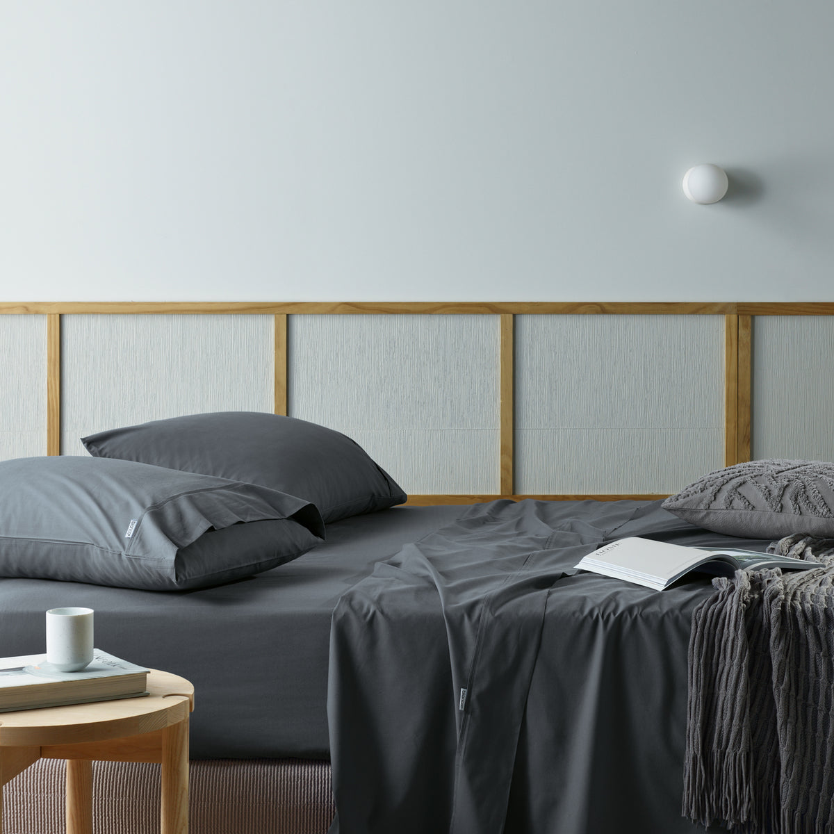 Natural Sleep Recycled Cotton and Bamboo Sheet Sets Charcoal